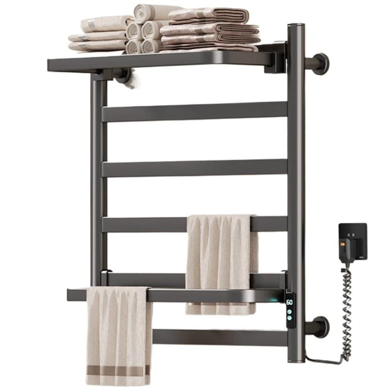 Wall Mounted Electric Heated Towel Rail Bathroom Towels Rack Stainless Steel Towels Heater Aesthetic Towel Dryers with Shelf