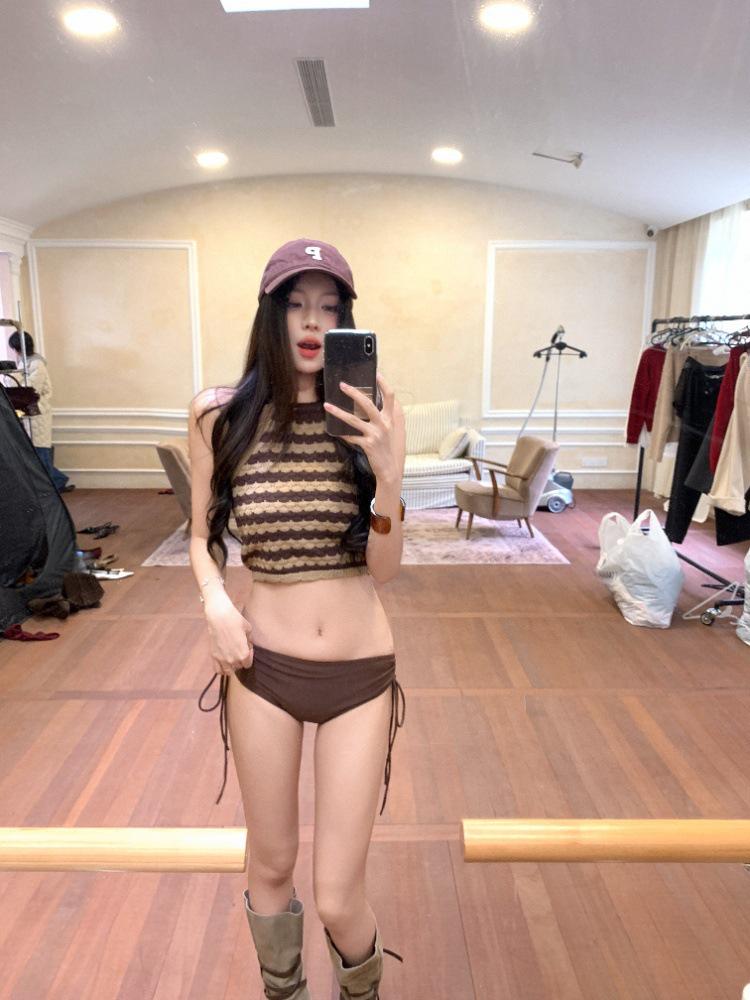 2026 Women's Striped Knit Bikini: Sexy Push-up Two-piece Swimwear