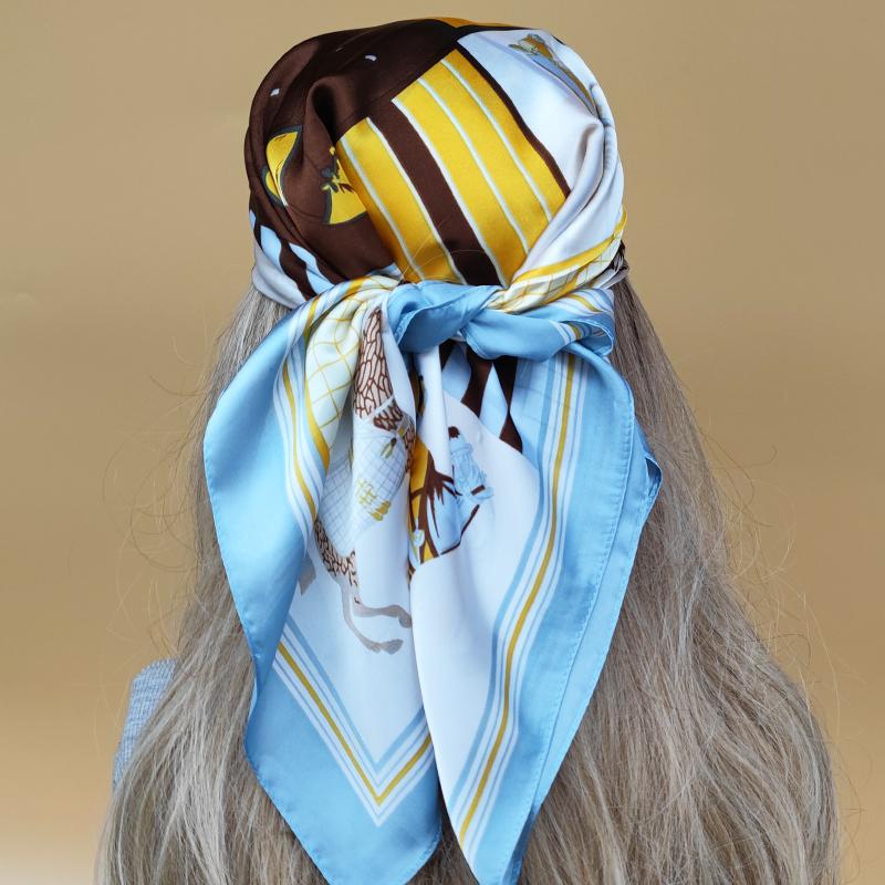 The Four Seasons Beach Kerchief New Style Sunscreen Silk Hijab Women Popular Design Headscarf Luxury 70X70CM Square Scarves