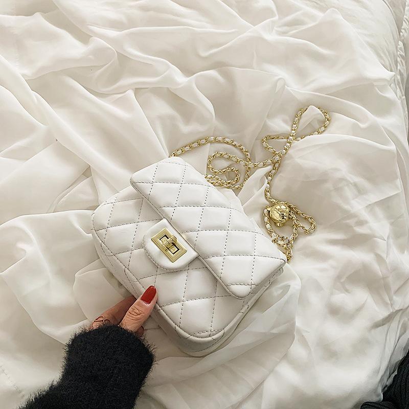 Letní nová populární všestranná dámská taška přes rameno crossbody taška diamantová mřížka řetízek módní niche jednoduchá retro