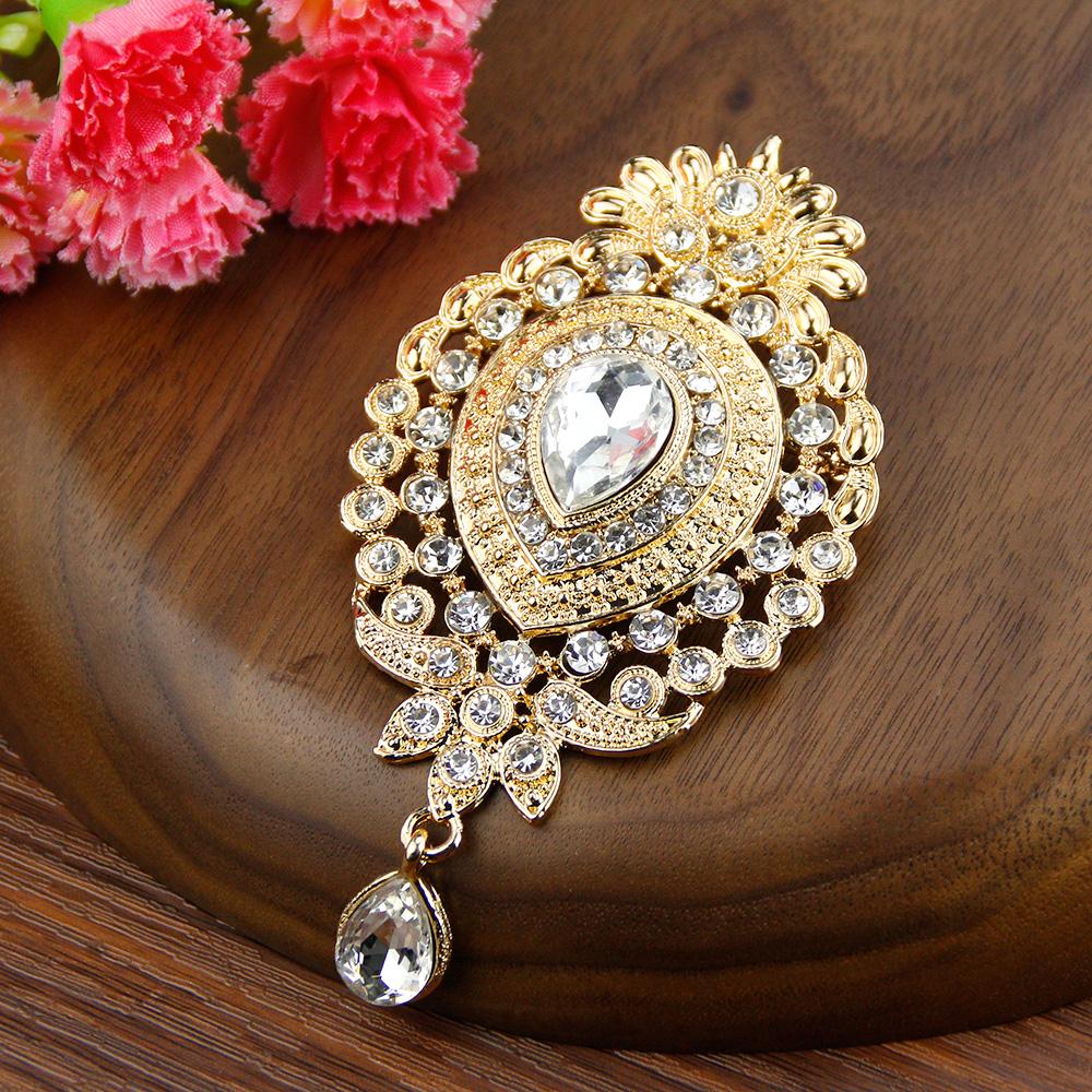 Ladies' Brooch Gold Color Rhinestone Wedding Jewelry Gift For Brides