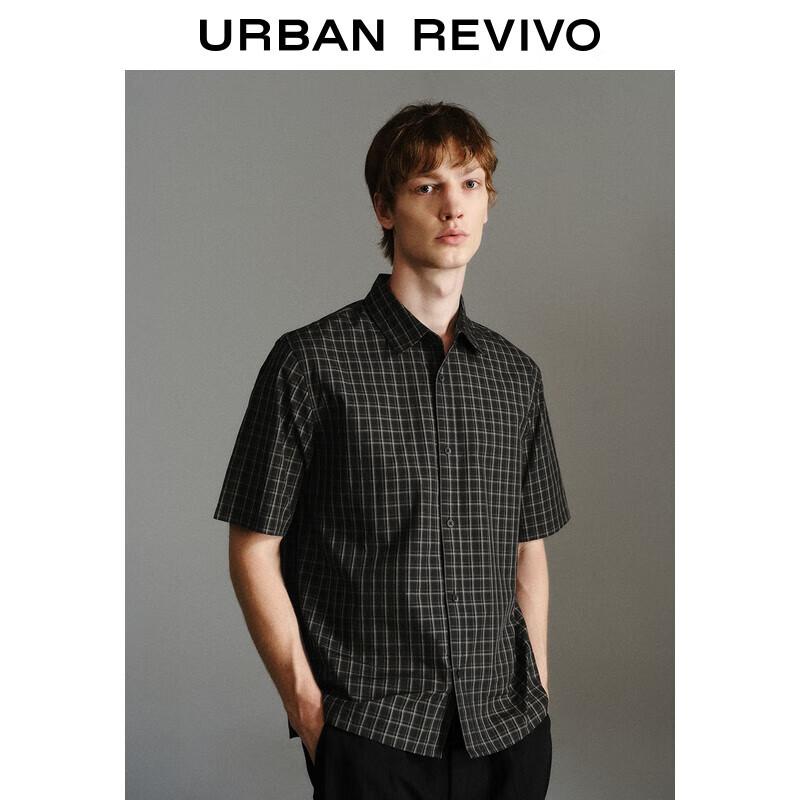 UR Men s Retro Plaid Button Cotton Short Sleeve Shirt XL