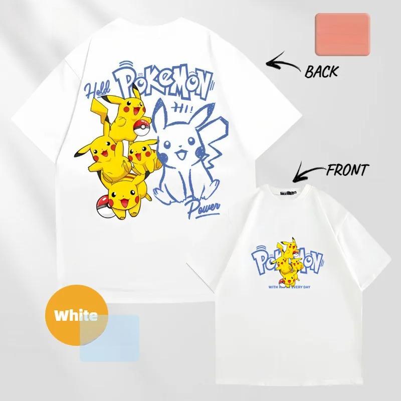 Japanese Anime Pikachu Printed Cotton Tshirt for Men and Women SpringSummer New Collection Fashion Short Sleeved Shirt S