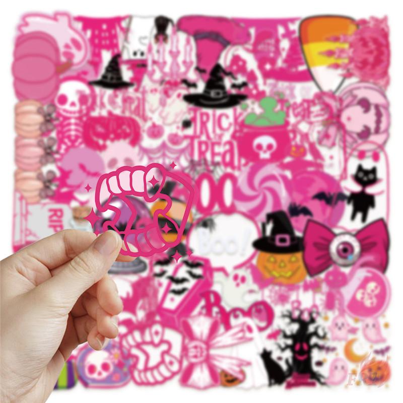 50Pcs/Set Pink Halloween PET Stickers Waterproof DIY Fashion Doodle Decals Stickers