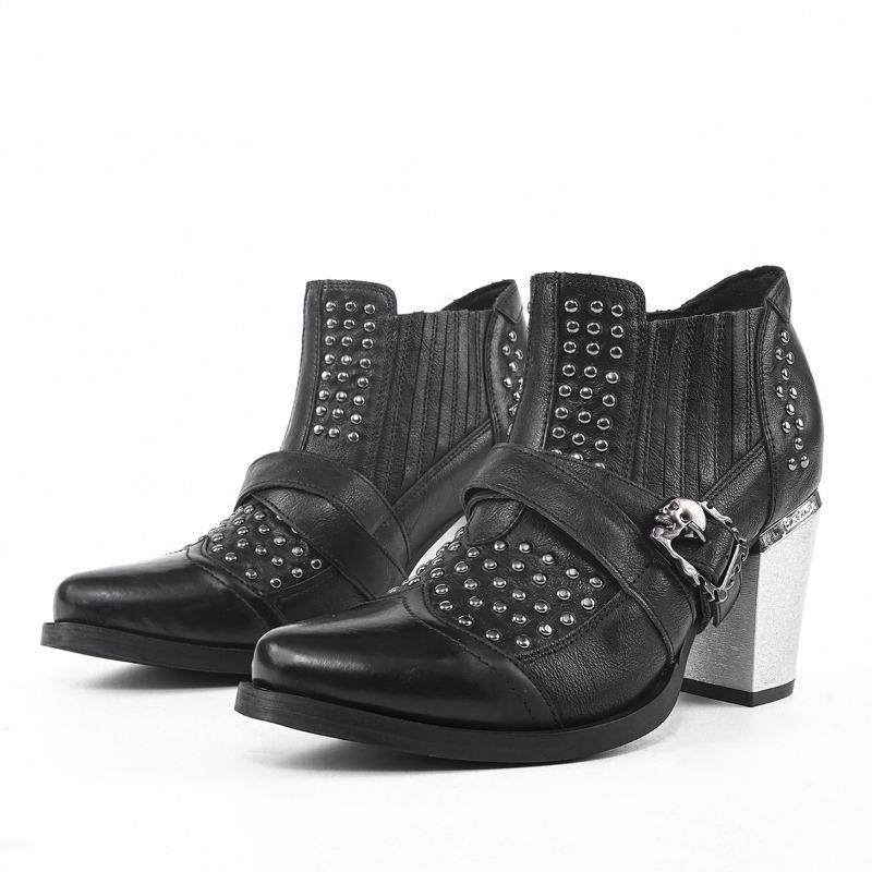 Herren Damen Mode Kurze Stiefel Herren Damen Weidenägel Dicke Hohe Absätze High-Top Stiefel Hohe Qualität Ritterstiefel Botas Mujer