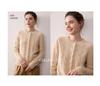 Soft Cashmere Knit Cardigan - Women's Autumn/Winter Solid Color Single-Breasted Cable Knit Round Neck Outerwear