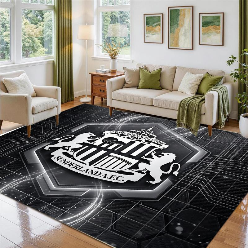 Sunderland Football Design Crystal Velvet Rug Soft Decorative Mat for Bedroom Entrance