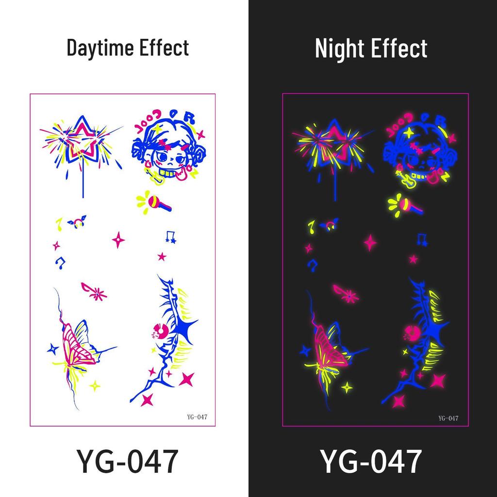 Neon Glow Music Festival Tattoo Stickers: Bright Fluorescent Designs for Concerts and Parties