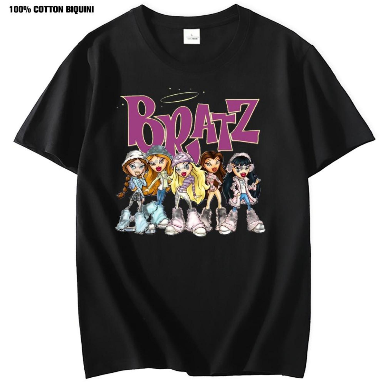 

Женская футболка Bratz с коротким рукавом, футболка оверсайз, повседневная футболка, футболки Харадзюку, одежда для мужчин, графические топы, милая летняя одежда S