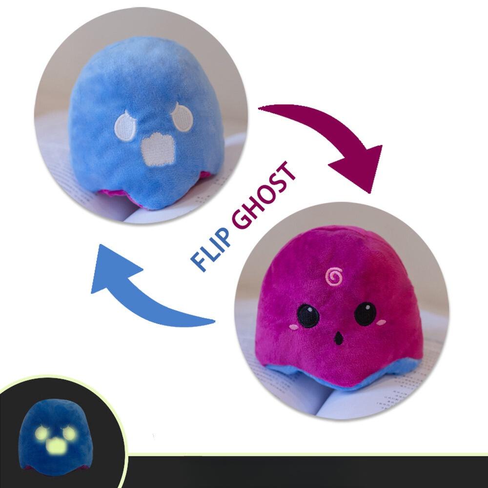 Reversible Night Light Ghost Plush Toy Funny Face-changing Demon With Flip Design Halloween Gift