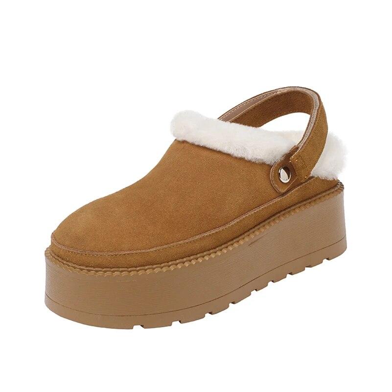 

Жіночі туфлі-човники з натуральної шкіри Meotina, плоска платформа, високі підбори, вовняна замша, жіноче модне взуття зима 40 39 коричневий