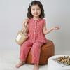 Sweet Little Girls Plaid Lace Vest Long Pants Two Piece Clothing Set