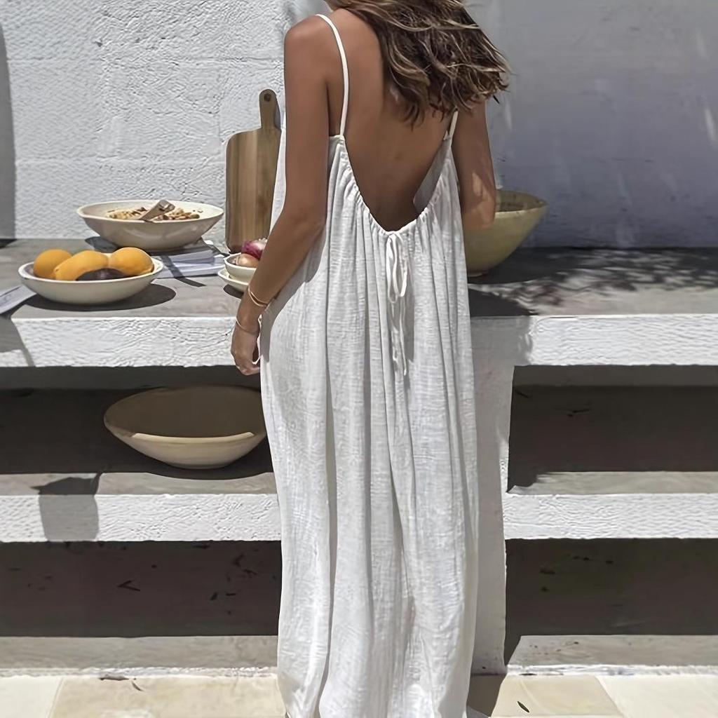 Women's Spaghetti Strap Backless Long Dress