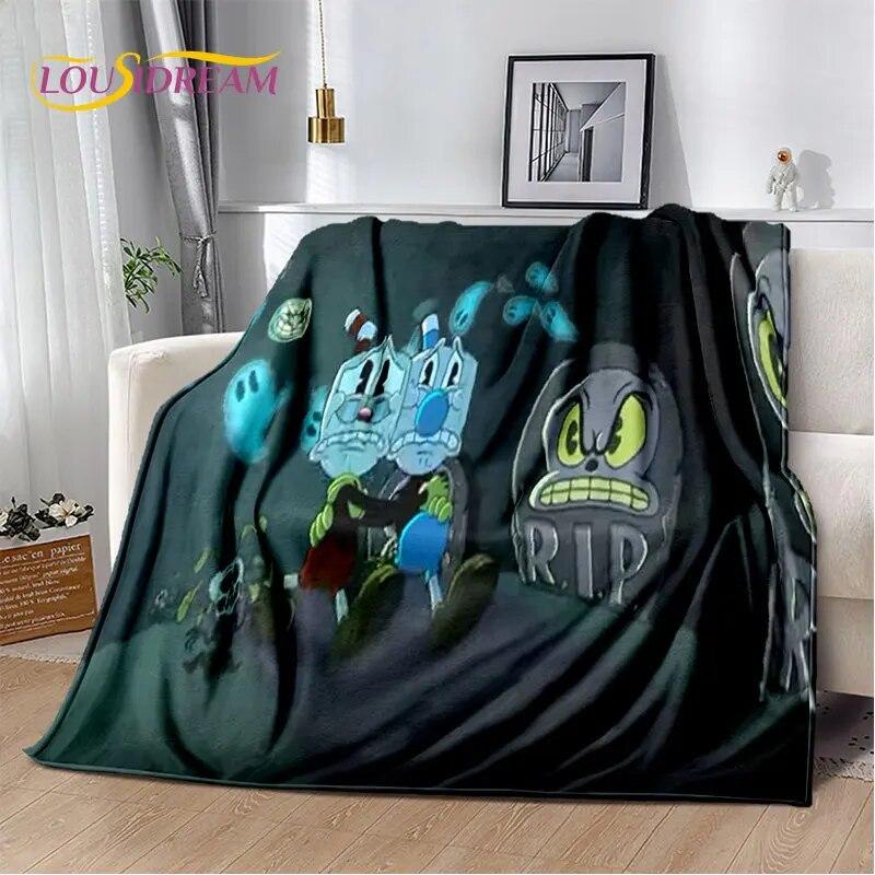 Cuphead and Mugman,Game Gamer Soft Plush Blanket,Flannel Blanket Throw Blanket for Living Room Bedroom Bed Sofa Picnic Cover Kid