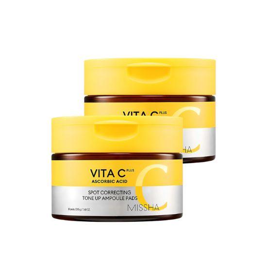 

MISSHA Vita C Plus Spot Correcting Tone-Up Ampoule Pads Brightening Vitamin C Toner Pads 80 Sheets / 210g ×2