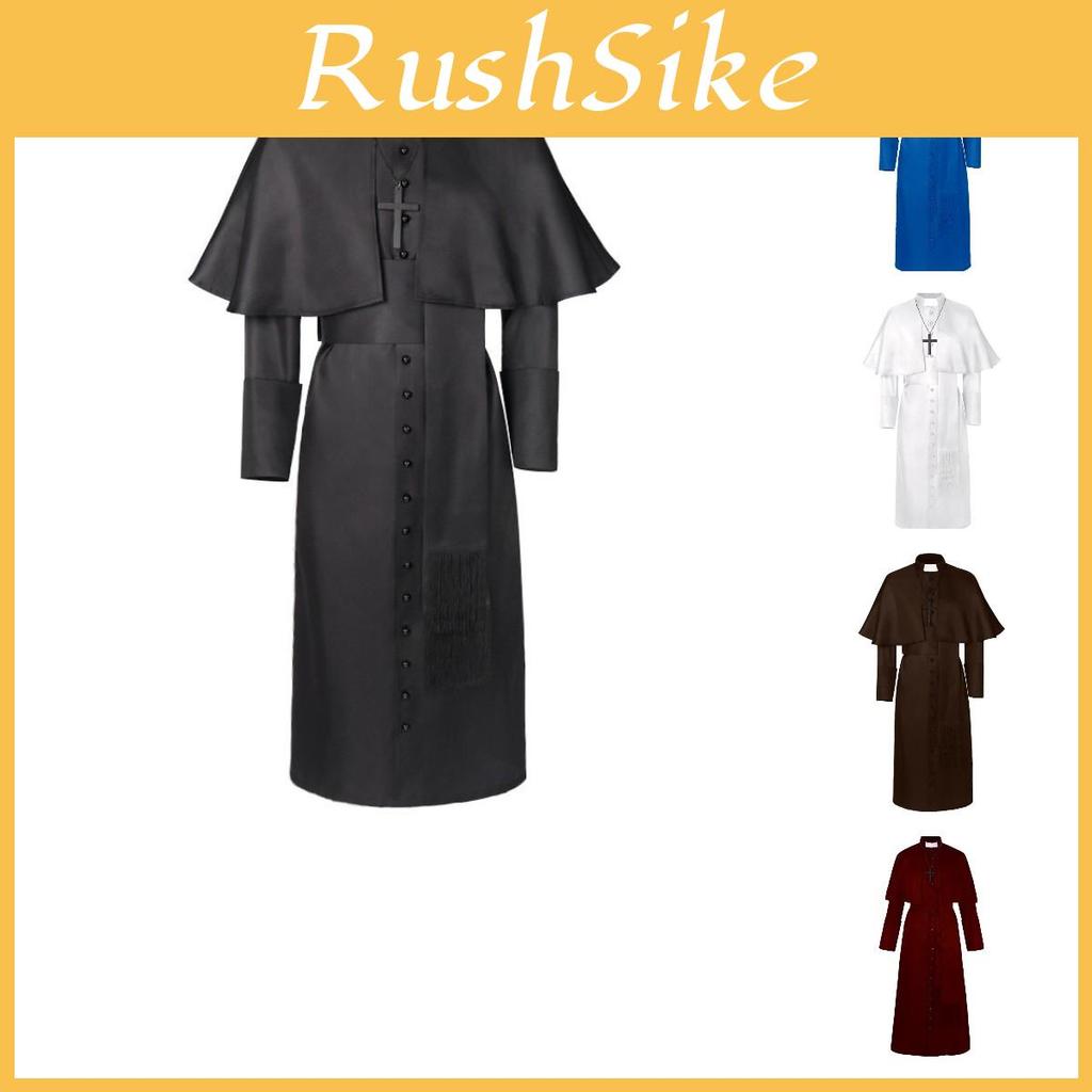 Long Sleeve Medieval Tunic Robe Halloween Cape Costume Cloak For Women Men
