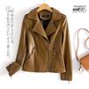 Giacca da Donna in Pelle di Agnello Slim Fit, Corta Taglia Comoda Stile Coreano, Cappotto Nero per Primavera & Autunno 2025