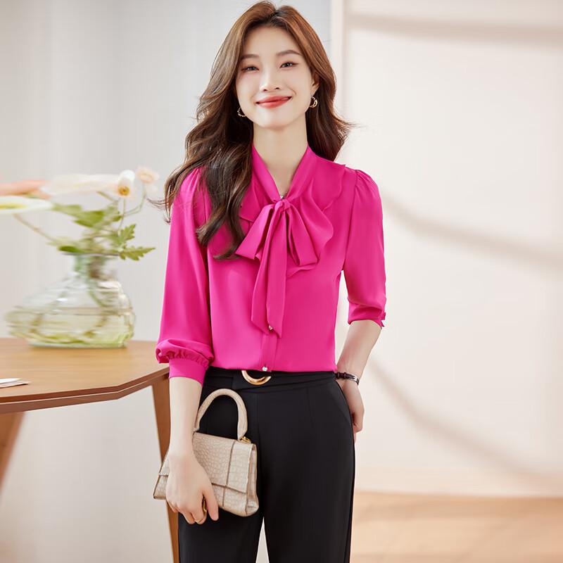 Women's Elegant Chiffon V-Neck Long Sleeve Blouse