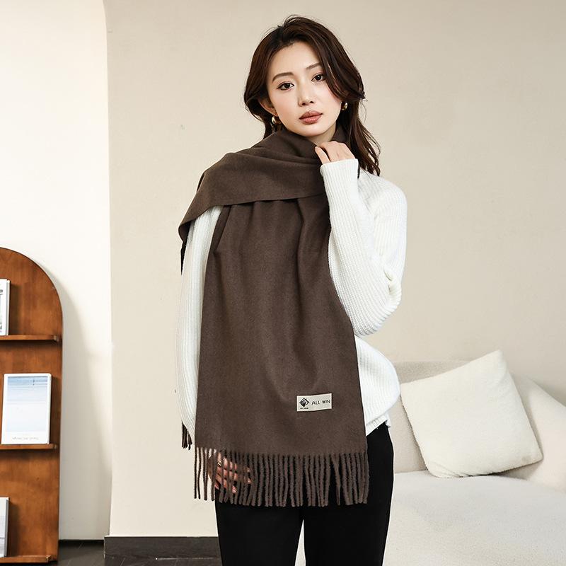 Winter wool simple and versatile scarf solid color women's autumn and winter warm fashion temperament wool shawl