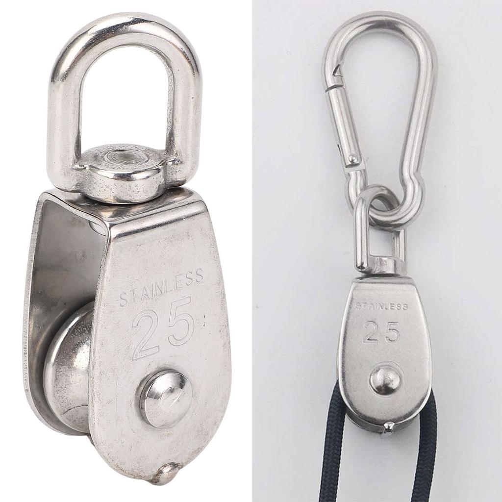 Marine Pulley Stainless Steel Lifting Single Pulley Block Wire Rope Hanging Towing Wheel for Sailboats Yachts Ship