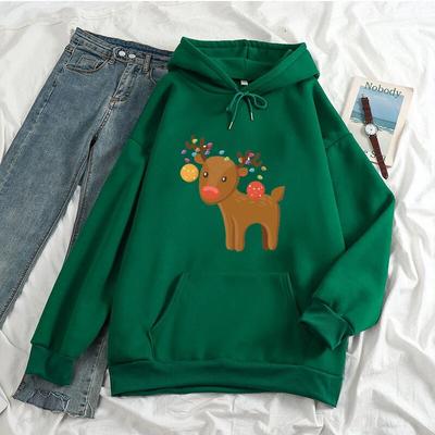 KAWAII Christmas Elk Hoodies Women Unisex Harajuku Fashion Xmas Streetwear Autumn Winte Warm Hooded Sweatshirts Pullover Ropa Mujer