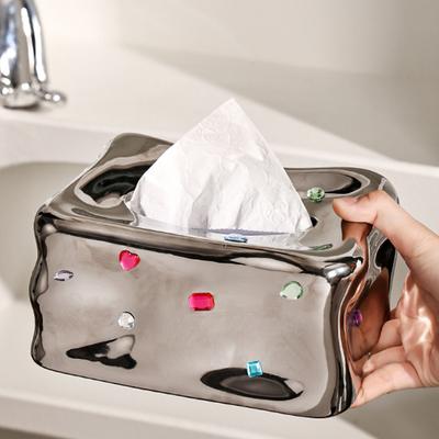 Ceramic Tissue Box Case Holder Decorative Elegant Facial Tissue Napkin Dispenser Box for Dinner