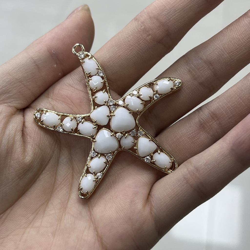 ZHUKOU 52x54mm pandantiv fashion Stea de mare din Cristal pentru femei Accesorii Handmade pentru Realizarea Colierelor Cercei model:VD417