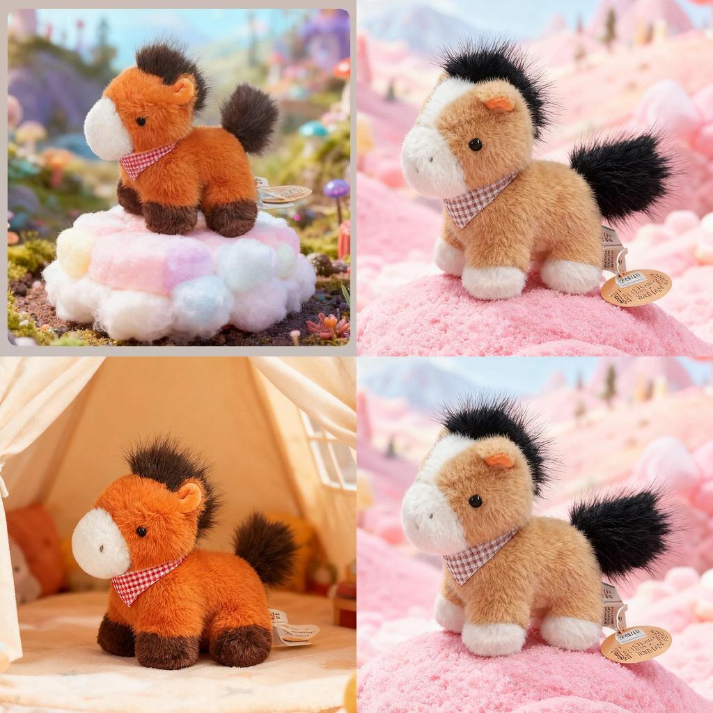 Pony Plüschtier mit Schal Kurzer Plüsch Kindergeschenk für Tierliebhaber