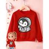 Kids Sweatshirt Print Round-Neck Sweatshirt Featuring a Cute Penguin Cartoon Design , Perfect for Everyday Casual Wear And Versatile Fashion