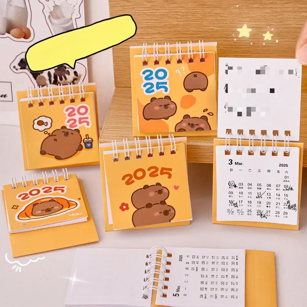 Kawaii Mini liten skrivebordskalender juli 2024 til desember 2025 Pocket Bærbar kartongkalender Punch Plan Kontor Skrivebordsdekorasjon