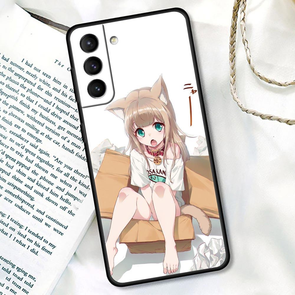Husă pentru pisici Cosplay pentru Samsung Galaxy S21 S22 S20 Ultra FE Plus S7 S8 S9 S10 Plus Huse Funda Lovely Cute Kawaiii Girl Anime
