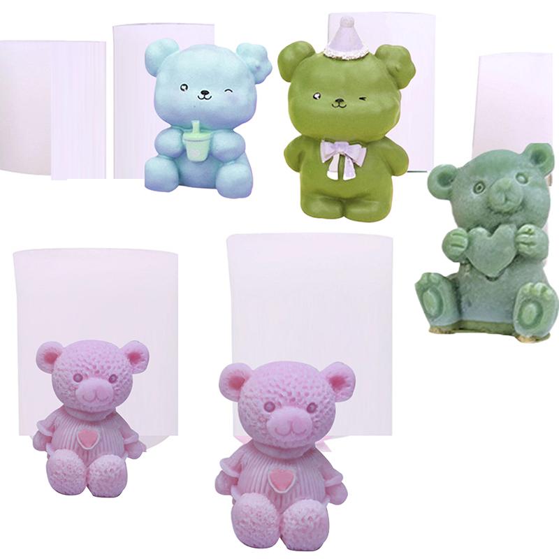 3D Silikonová forma na svíčky DIY Roztomilý medvídek Svíčka pro mazlíčky Čokoláda Led Dort Výrobní potřeby Ručně vyráběné mýdlo Sádra Pryskyřičná forma Dekor Dárky