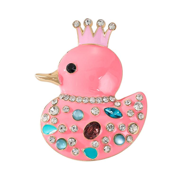

1Pcs Enamel Animal Brooch Lovely Wear Crown Duck Brooches For Women S Clothes Backpack Pins Gifts рожевий