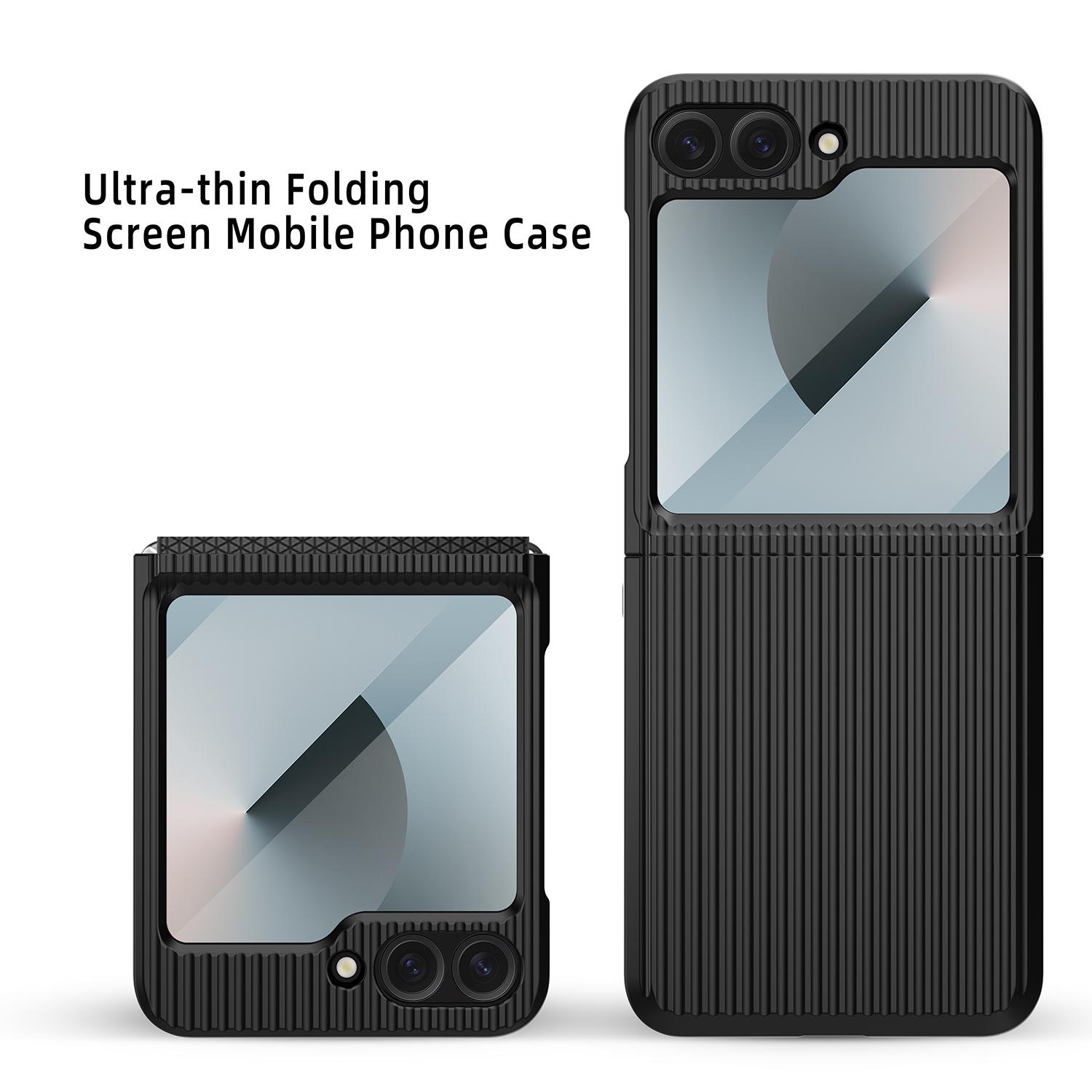 

For Samsung Galaxy Z Flip6 5G Case Stripes Style Hard PC Phone Cover with Screen/Lens Film Green