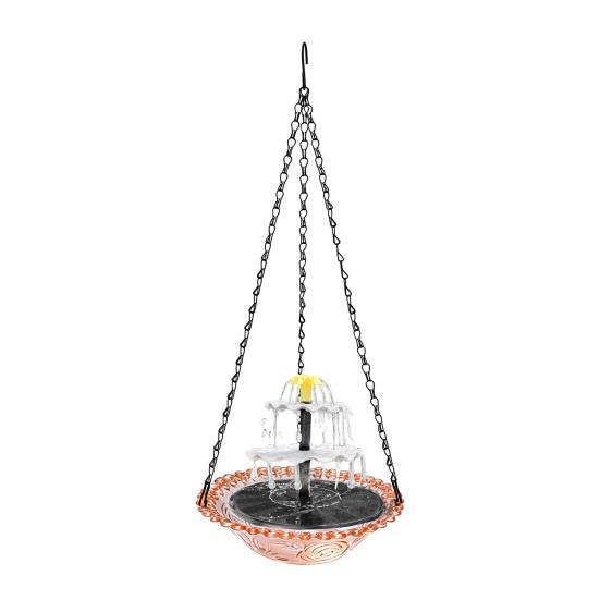 

Solar Bird Bath Fountain, 3-Tier Cascading Fountain Hanging Bird Bath, Solar Powered Outdoor Hummingbird Bath Fountain, for Garden Backyard Lawn Decor A розовый
