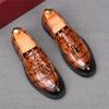 Fashion Fashion New Men's Slip On Loafers Pointed Alligator Pattern Leather Dress Shoes Male Designer Homecoming Wedding Footwear