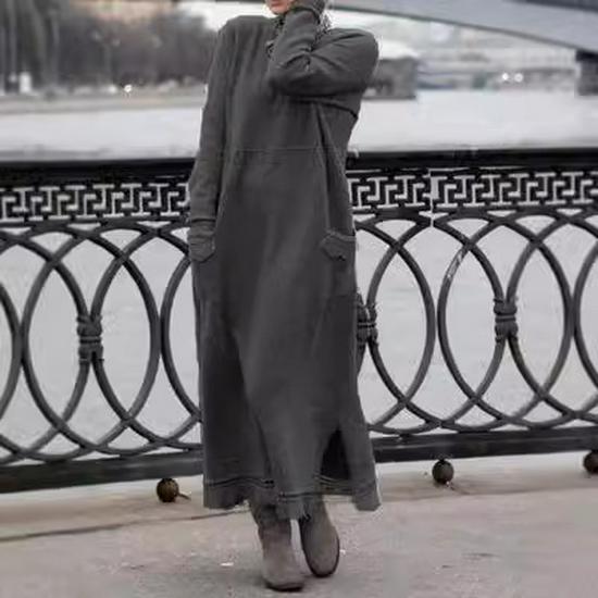 Solid Color Round Neck Loose Lace Plus Size Knitted Pullover Dress