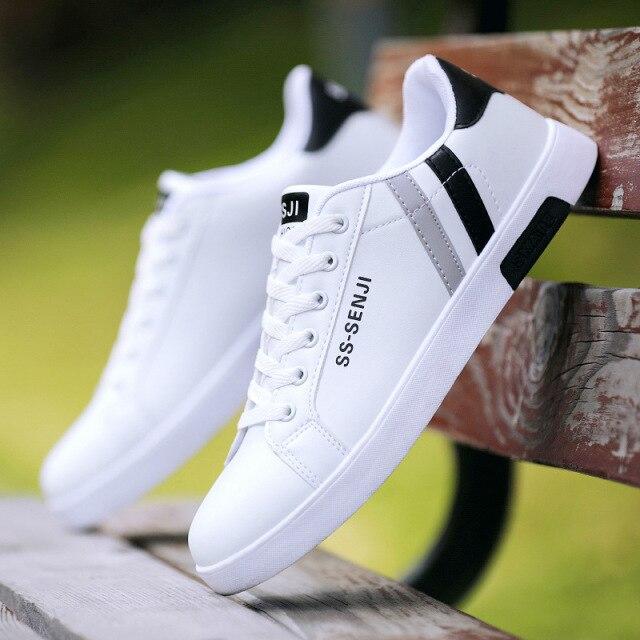 Weiße vulkanisierte flache Schuhe für Männer mit Schnürung, bequeme Sneaker für Männer, Tenis Masculino Adulto, Top-Qualität, Herren-Zapatillas