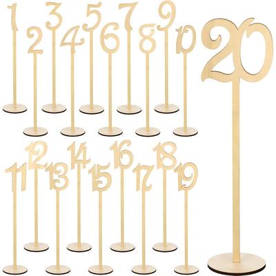 10 Pcs Wood Table Numbers for Wedding Reception Stands Seat Numbers with Holder Base Table Numbers for Wedding Party Event Catering