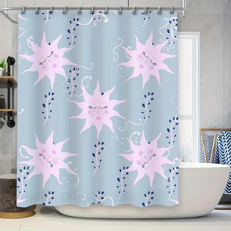 Fashion Pink Starfish Shower Curtain Set Waterproof Polyester Decorative Bathroom Shower Curtains for Home Bath Light Blue / Pur W90xH180cm