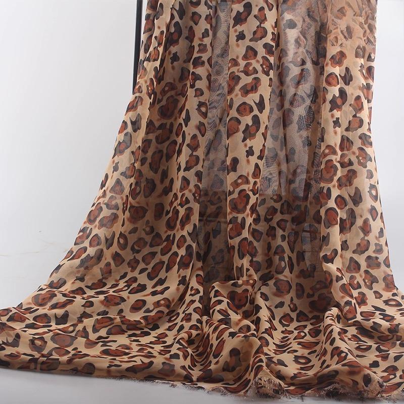 100x150cm 75D Imprimeu Leopard Șifon Material Rochie de Var cu Bretele Protecție Solară Subțire Transparentă Cădere Liberă Material Șifon Fără Șifonare