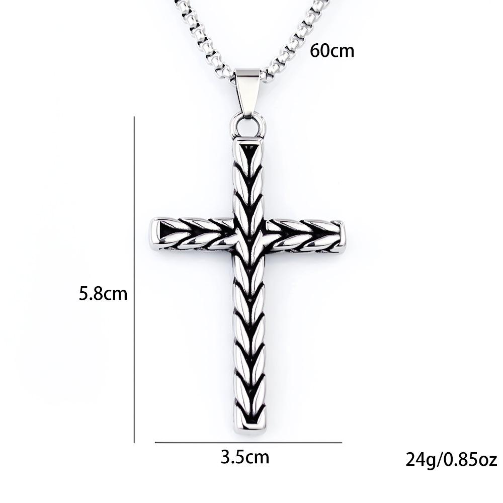 2025 Stainless Steel Cross Pendant Necklace for Men and Women - Trendy Retro Religious Design