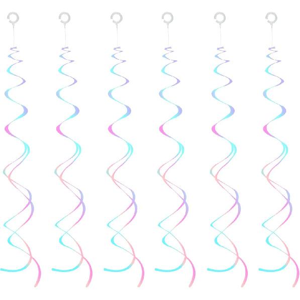 30 Pieces Gold Hanging Swirl Decorations Plastic Streamer Party Swirl Spiral Decorations for Ceiling, Wedding Baby Shower Birthday Party Supply