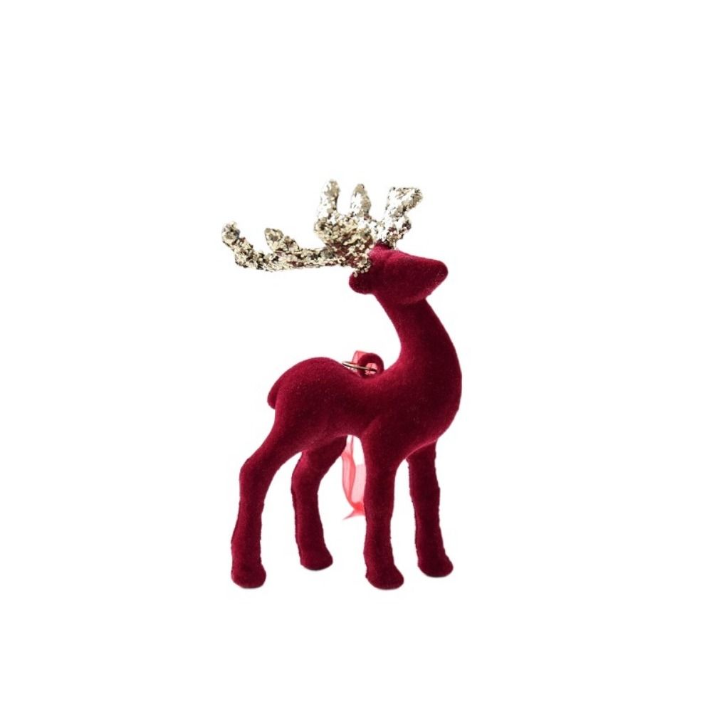 Hanging  Pendant Deer Ornaments Flocking Elk Ornament Christmas Reindeer Ornaments  Xmas Party