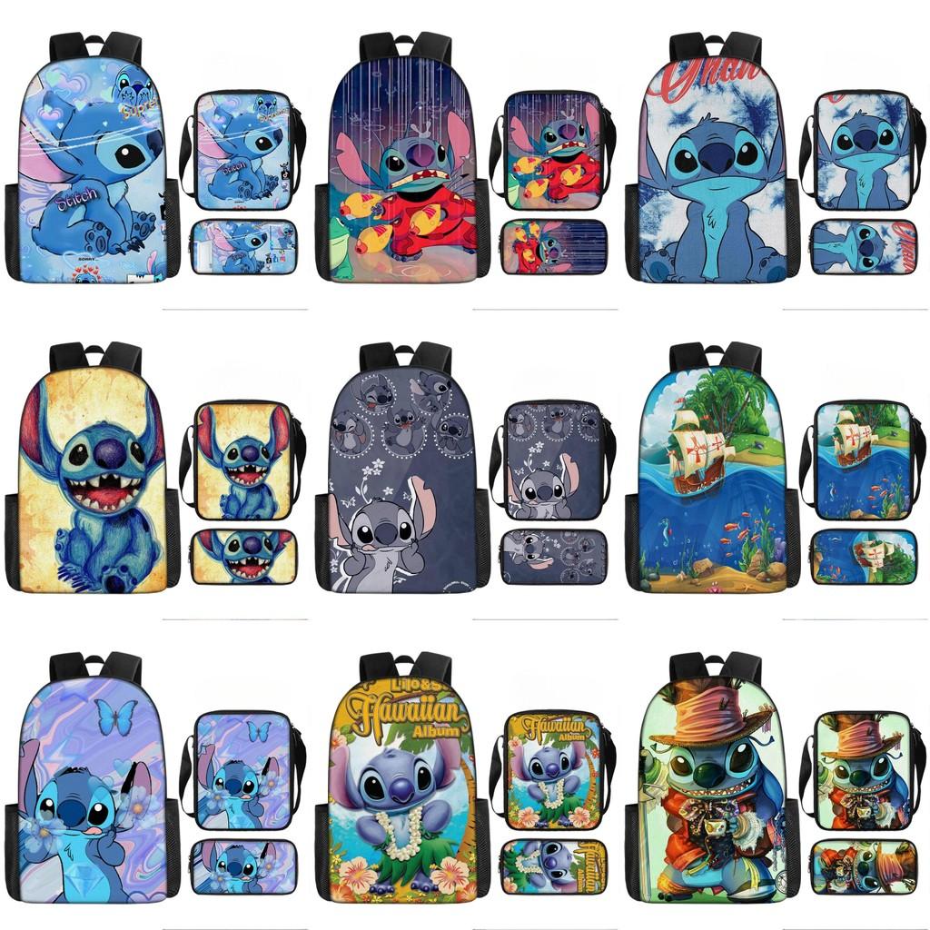Disney Stitch School Backpack Oxford Cloth Lightweight Breathable Bookbag For Kids