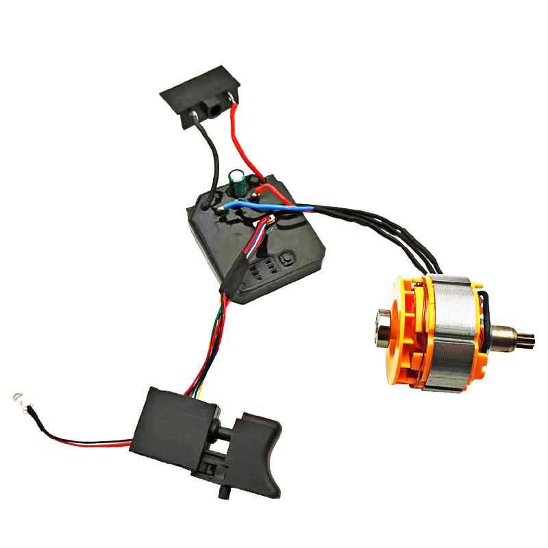For Dayi Electric Drill - 21V Brushless Motor 7-Teeth Assembly with Switch, Battery LED Sensorless Replacement Parts
