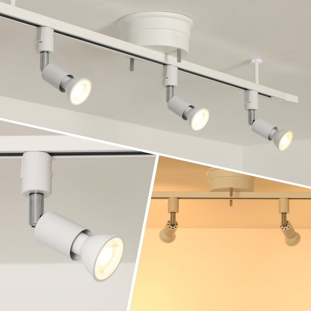Xydled Set of 50W Spotlights for Duct E11 LED Bulbs Lighting Bar Fixture Set for Lighting Rails and Ceiling Lighting White 6-Piece Rails, Included,