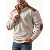Men's Vintage Patchwork Stand Collar Half-Button Sweatshirt Casual Long Sleeve Top