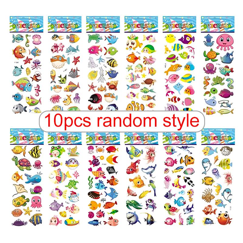 10sheets 3D Bubble Decorative Sticker Colorful Cartoon Cute Style Reusable Stickers for Birthday Christmas New Year Gift TMZ