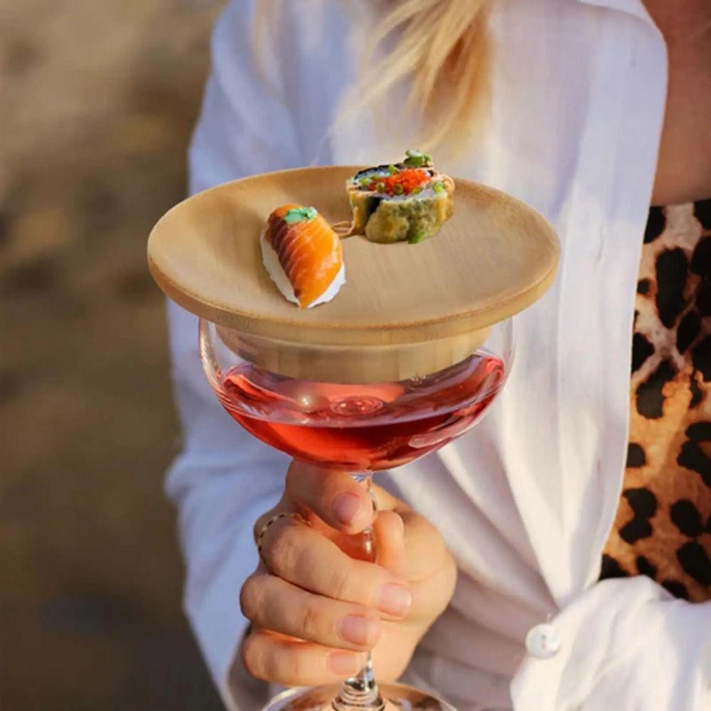 4Pcs Handmade Wine Glass Covers Leakproof Wooden Red Wine Lid Wine Glass Topper  Restaurants
